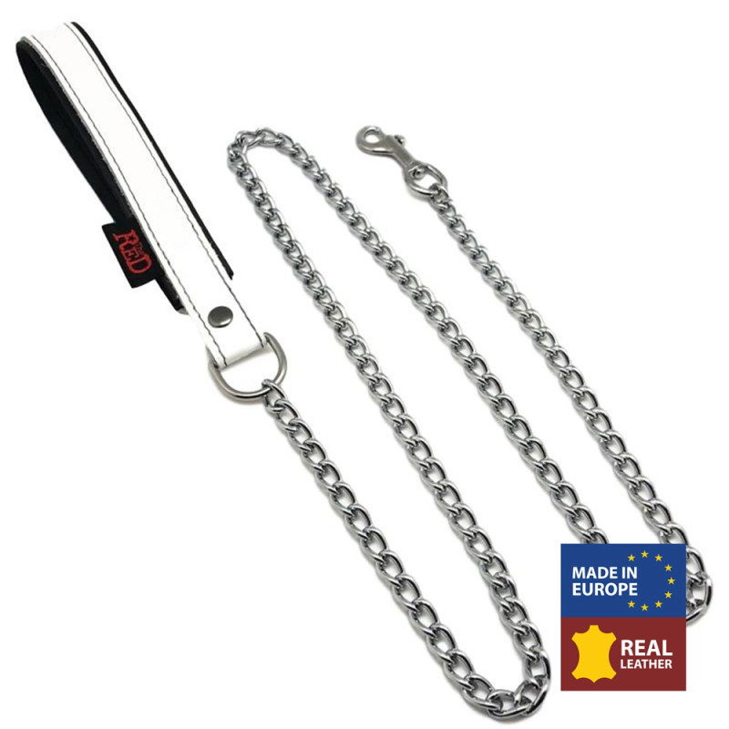 The Red Laisse avec Poignée en cuir 1m Blanc